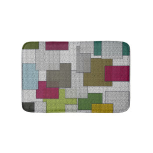Retro Trendy Geometric Green, Grey Paars Badmat