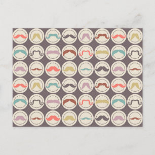Retro Trendy Handlebar Mustache Briefkaart