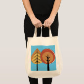 Retro Trendy Herfst Trees Canvas tas (Voorkant (product))