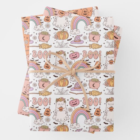 Retro Trendy Leuke Halloween Elements Ghost Pumpki Inpakpapier Vel (In situ)