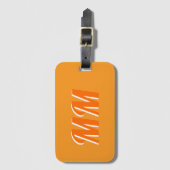 Retro Trendy Oranje Moderne Monogram Initiaal Bagagelabel (Voorkant (verticaal))