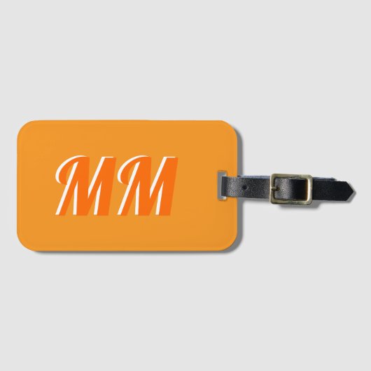 Retro Trendy Oranje Moderne Monogram Initiaal Bagagelabel (Voorkant (horizontaal))
