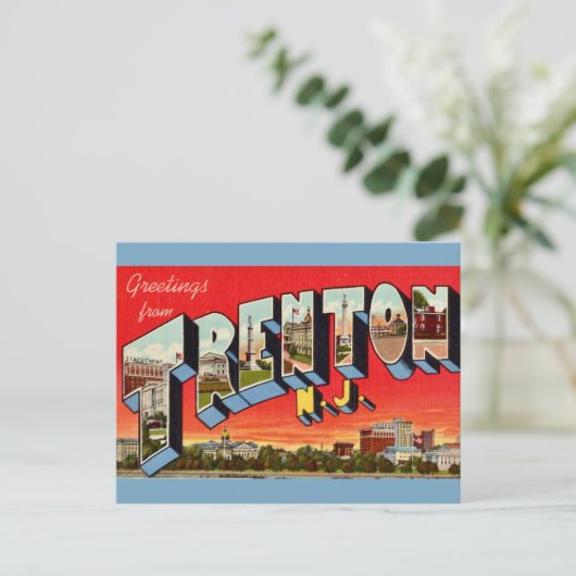 Retro Trenton NJ Briefkaart (Staand voorkant)