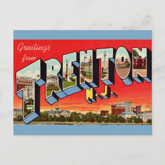 Retro Trenton NJ Briefkaart (Voorkant)