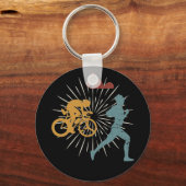 Retro  Triathlon Sleutelhanger (Voorkant)