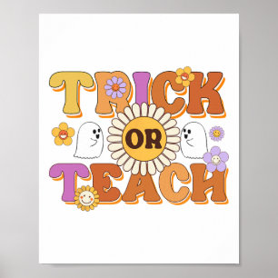 Retro Trick of Teach Ghost Teacher Halloween Costu Poster