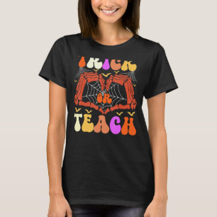 Retro Trick of Teach Skeleton Hand Teacher Hwe T-shirt