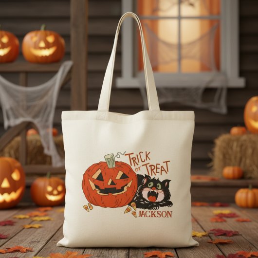 Retro Trick of Trick Custom Halloween Tote Bag