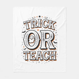 Retro Trick Or Teach Halloween Leraar Shirt Ontwer Fleece Deken