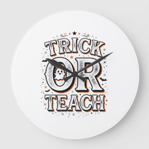 Retro Trick Or Teach Halloween Leraar Shirt Ontwer Grote Klok