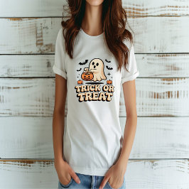 Retro Trick or treat Halloween Schattigee geest T-shirt