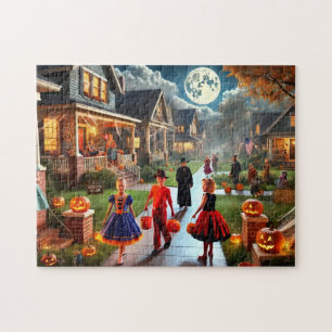 Retro Trick or treat jaren 50 Halloween Night Legpuzzel