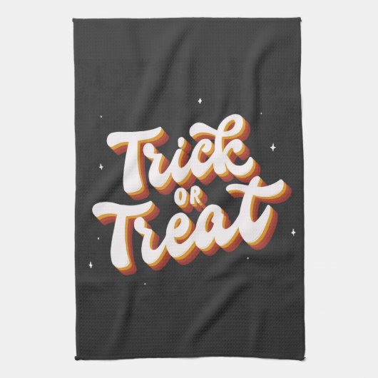 Retro-Trick or treat Theedoek (Verticaal)