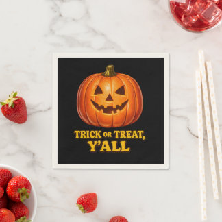 Retro Trick or Treat Y'all Zuidelijke Pompoen Servet