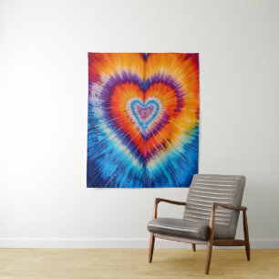 Retro Trippy Hippie - Tie Dye - Vrede en Liefde Wandkleed
