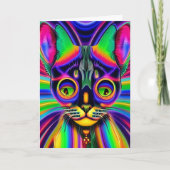 Retro Trippy Psychedelic Hippy Groovy Minx Cat Feestdagen Kaart (Voorkant)