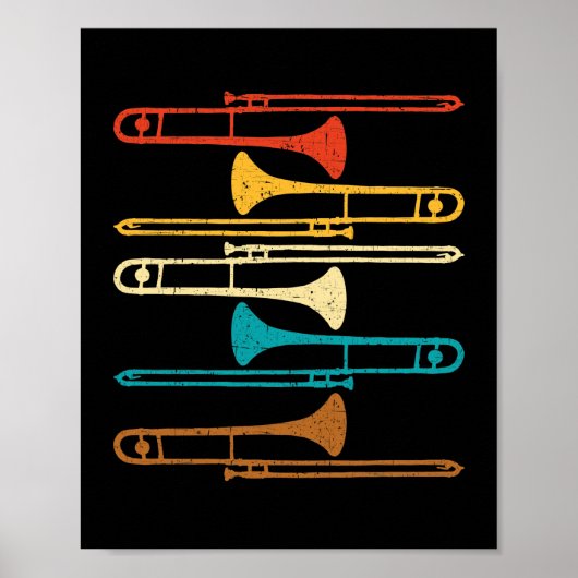 Retro Trombone - Jazz Poster (Voorkant)