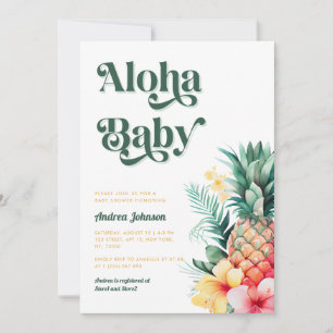Retro Tropical Aloha Ananas Summer Baby shower Kaart