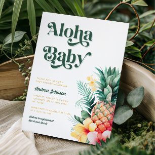 Retro Tropical Aloha Ananas Summer Baby shower Kaart