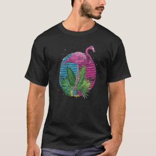 Retro Tropical Animal Exotic Bird Pink Flamingo T-shirt