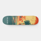 Retro  Tropical Beach Aangepaste naam Skateboard (Horizontaal)