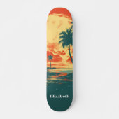 Retro  Tropical Beach Aangepaste naam Skateboard (Voorkant)