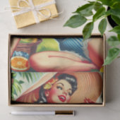 Retro Tropical Beach Pinup Tissuepapier (Geschenk)