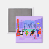 Retro Tropical Christmas Party Magnet (Recto/Verso)