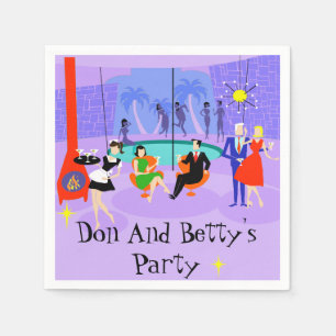 Retro Tropical Cocktail Party Disposable Napkins Servetten