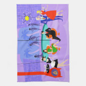 Retro Tropical Cocktail Party Kitchen Towel Theedoek (Verticaal)