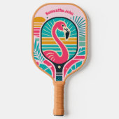 Retro Tropical Flamingo Pickleball Vrijgezellenfee Pickleball Paddle (Achterkant)
