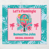 Retro Tropical Flamingo Pickleball Vrijgezellenfee Sparkling Wijnetiket (Enkel label)