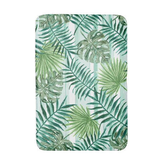 Retro Tropical Green Palm Leaves Pattern Badmat (Voorkant Verticaal)