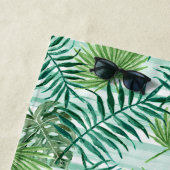 Retro Tropical Green Palm Leaves Pattern Strandlaken (In situ)
