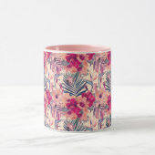 Retro Tropical Hibiscus Wren Pattern Mok (Midden)