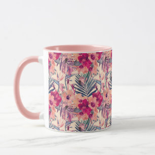 Retro Tropical Hibiscus Wren Pattern Mok