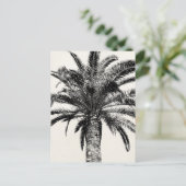 Retro Tropical Island Palm Tree (zwart-wit) Briefkaart (Staand voorkant)