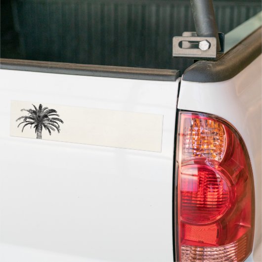 Retro Tropical Island Palm Tree (zwart-wit) Bumpersticker (Op Truck)