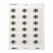 Retro Tropical Island Palm Tree (zwart-wit) Etiket (Full Sheet)