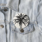 Retro Tropical Island Palm Tree (zwart-wit) Ronde Button 7,6 Cm (In situ)