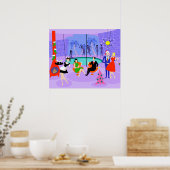 Retro Tropical kerstparty Poster (Keuken)