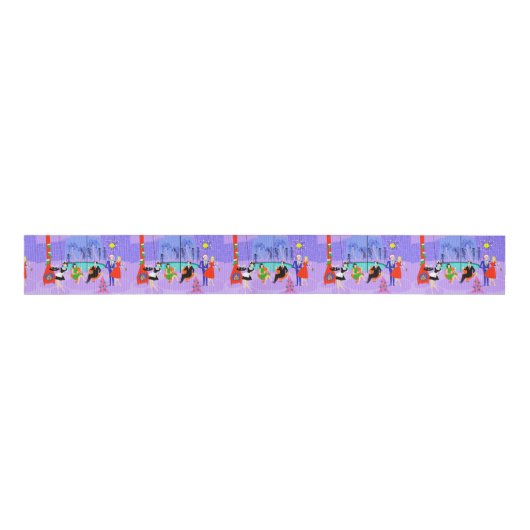 Retro Tropical Kerstparty Ribbon Grosgrain Lint (Voorkant)