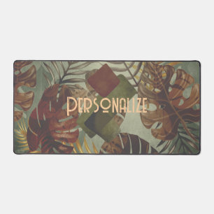 Retro tropical monstera palm leaf 70's zomer bureaumat