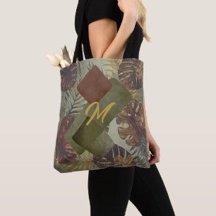 Retro tropical monstera palm leaf 70's zomer tot draagtas