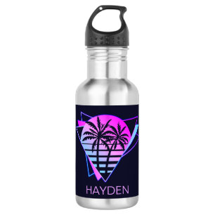 Retro Tropical Palm Trees Geometric Personalized Waterfles