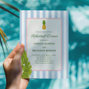 Retro Tropics Moderne Kust Rehearsal Dinner Kaart