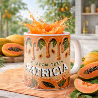 Retro Tropisch Feest Papaja Fruit Thema Aangepast Koffiemok