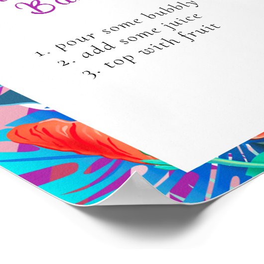 Retro Tropisch Magenta Bruiloft Mimosa Bar Poster (Hoek)