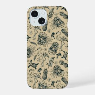 Retro Tropisch Patroon iPhone 15 Hoesje