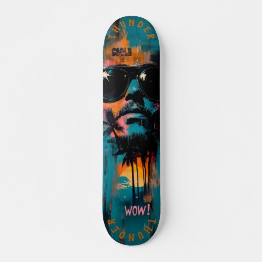 Retro Tropisch Portret met Pop Art Vibes - Cool Skateboard (Voorkant)